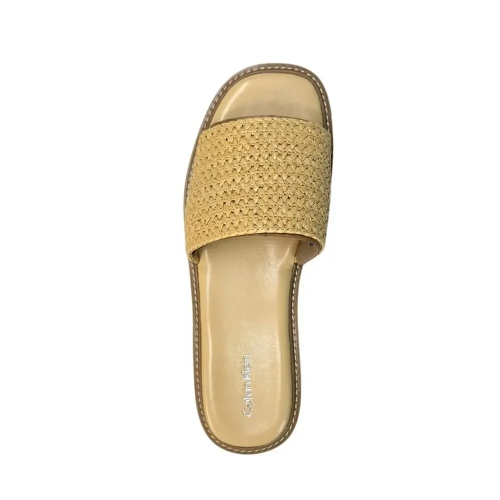 Calvin Klein Arzelia2 Women's Slip-On Natural 32mm Cork Sole Sandal 8 NIB